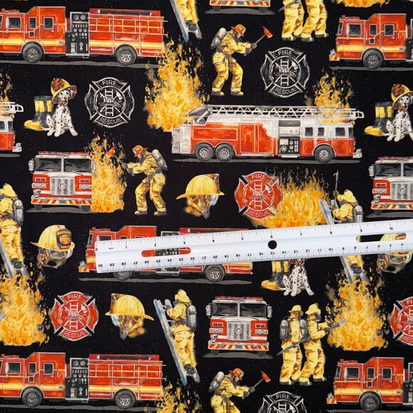 Firefighter, Fire Truck, Dalmatian, Fire Rescue - Brother Sister Design - 1/2 Yd - Picture 4 of 6
